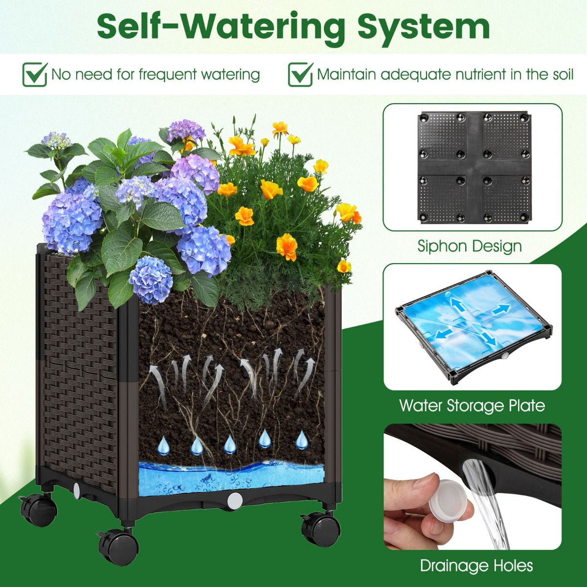 Coast Tuinboog met plantenbakken - 2-in-1 klimrek met zelfbewateringssysteem - zwart