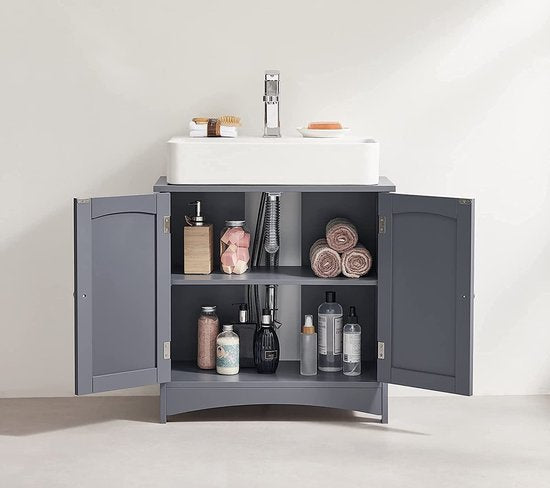 Parya Home - Badkamerkast - Wastafelonderkast - 2 Deuren - Hout - Grijs