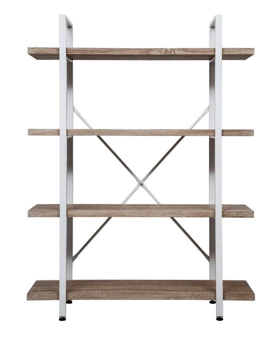 Wandkast Stoer - open boekenkast - industrieel design - 140 cm hoog wit