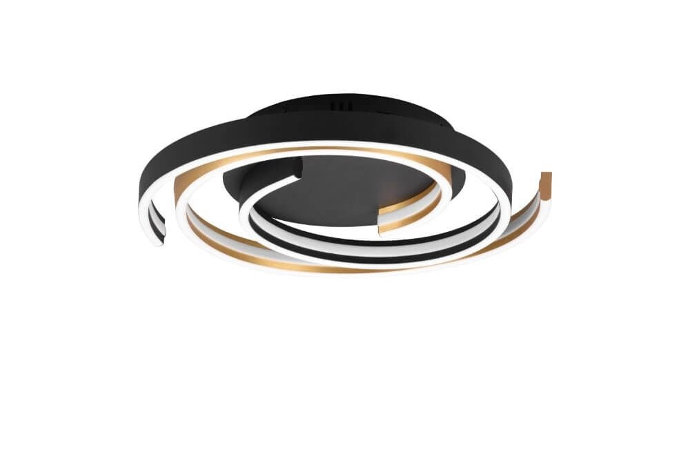 Caya Dimbare Plafondlamp 58W – Voorzien Van Instelbare Kleurtemperatuur 2300-4000K En 6800 Lumen En Modern Design – Voor Woonkamer En Slaapkamer – Goud Met Zwart Metaal – 50 x 9 cm