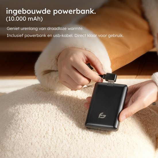 Warmtekussen – 3 warmtestanden – Warmtekussen Oplaadbaar – 10k mAh Powerbank – Draadloos – Warmte Kussen – 40 x 40 cm – Bouclé Off-white – Saaf Comfort