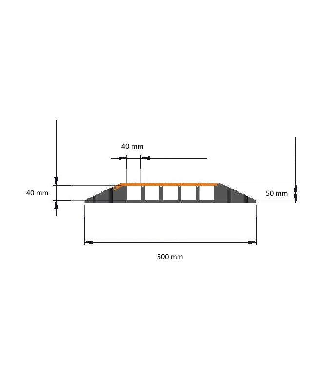 MAX Kabelbrug - 5 Kanalen - 35x35 mm - Rubberen Kabelbeschermer - Voor Voetgangers & Vrachtverkeer - Geel-Zwart