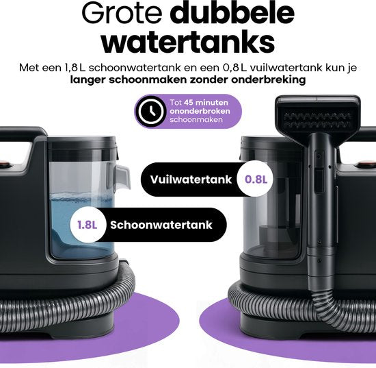 Hendriqs® 3-1 Tapijtreiniger 65°C met Anti-Verstopping Functie | Hoogste Zuigkracht in zijn Klasse - Draagbare Vlekkenreiniger Bank, Textiel, Matras - Zetelreiniger met Opzuig - Stoomreiniger - Bank Reiniger - Meubelreiniger - Reinigingsmachine