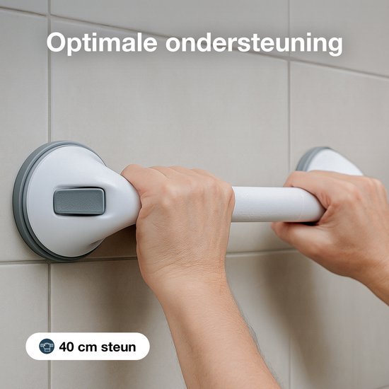 Luft Handgreep met Zuignap - Voor in de Douche - 2 stuks - Douchegreep voor in de Badkamer - Wandbeugel - Extra veilig & sterk model - 40cm - Luft - Handgreep badkamer