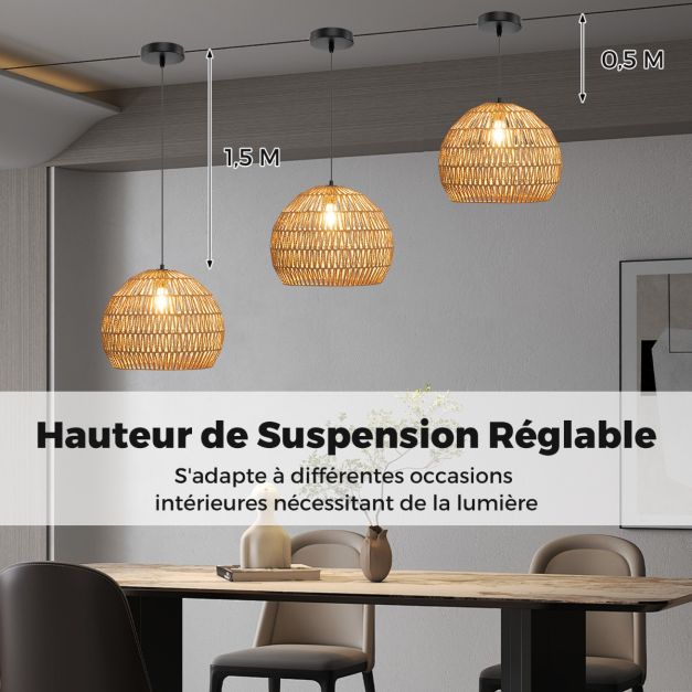 Coast Hanglamp - Geweven - Papier - Riet - Bohemian - Verstelbaar - E27 - Plafondlamp