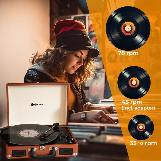 Denver Platenspeler - Ingebouwde Speakers - Incl. PC Software - Auto-stop - Retro - VPL120 - Bruin