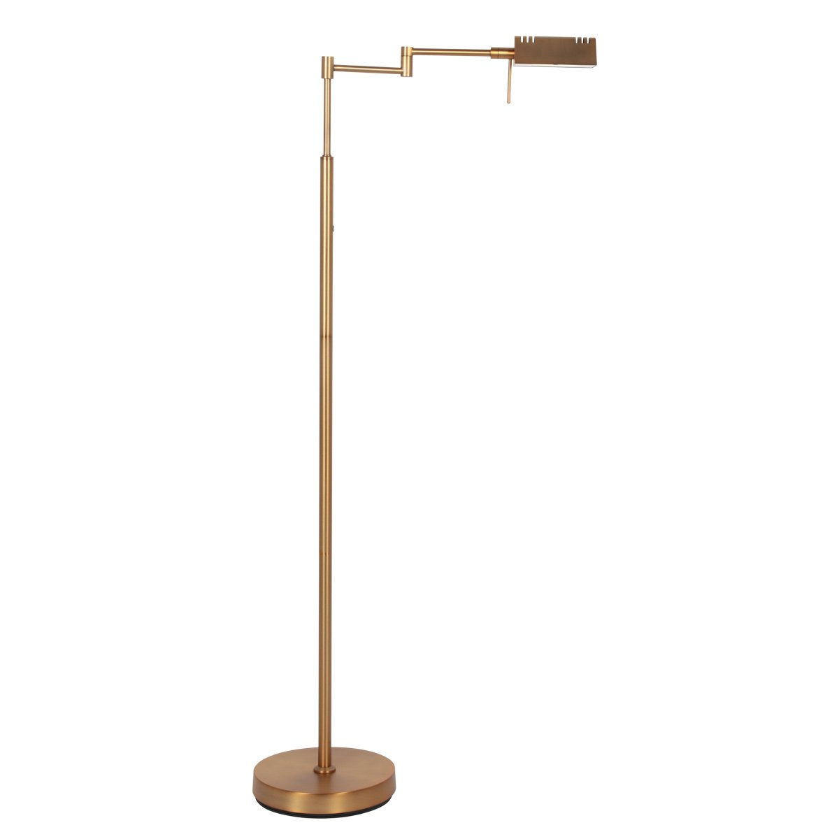 Vloerlamp GlowGo 4603BR - Bronzen klassieke vloerlamp van Mexlite met geïntegreerde accu, verstelbare arm en dimmer, hoogte 125 cm
