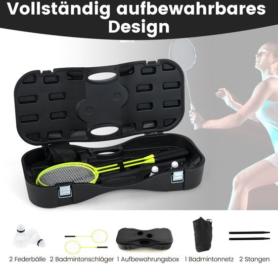 Coast Badmintonset – Incl. Net, Rackets & Shuttlecocks – 270 x 33.5 x 160 cm – Zwart