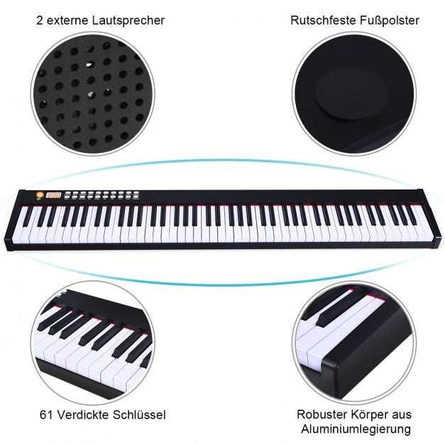 Coast Elektrische Piano - Keyboard 88 Toetsen - 127 x 21,5 x 6,5 cm - Zwart/Wit