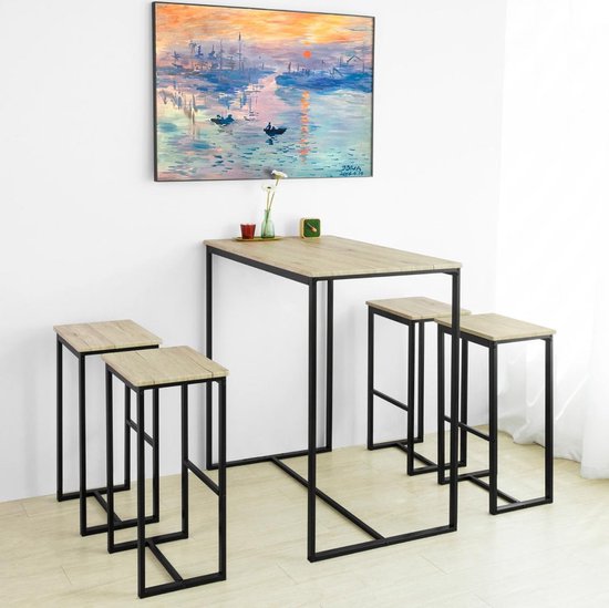 Hoge Bartafel |  Met 4 Krukken |  Modern Industrieel Design voor een Stijlvol interieur | 2020