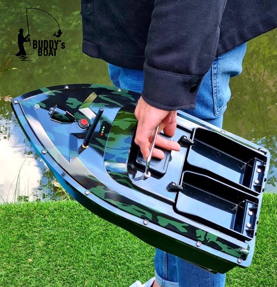 BUDDIE'S® Voerboot – 3KG Laadvermogen - 2 Voerbakken - Verlichting – 500 meter bereik – Opbergtas - Voerboot Karper – Baitboat – Karpervissen