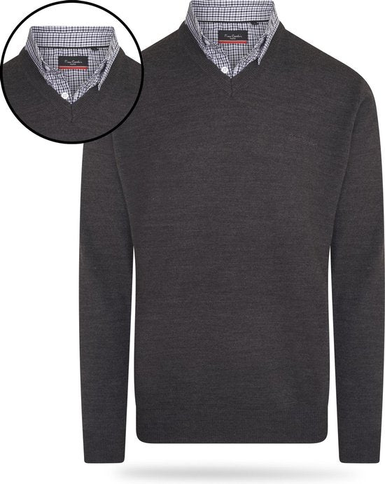 Pierre Cardin - Heren Sweaters Mock Pullover - Grijs - Maat L