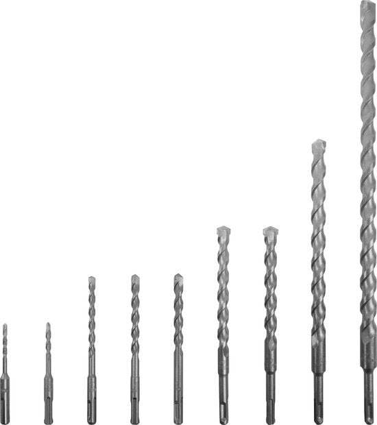 VONROC Boor- en beitelset SDS-Plus – 12-delig – Universeel – Koffer incl. boren, punt, guts- en platbeitels