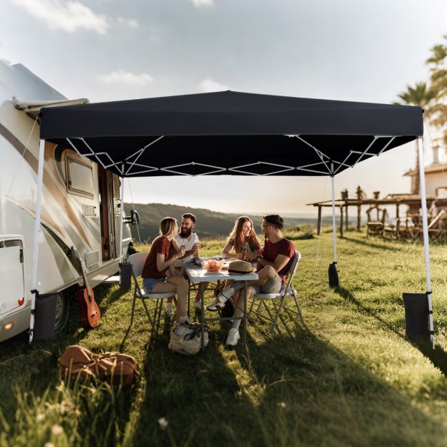 Coast Pop-Up Partytent 290 × 290 cm – Opvouwbaar Paviljoen met 3 Hoogtestanden, Draagtas, Scheerlijnen & Grondpennen – Zwart