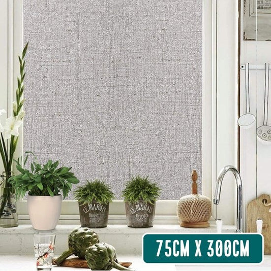 Homewell Raamfolie HR++ 70x300 - Isolerend & Zonwerend - Anti inkijk - Statisch - Linnenlook Grijs