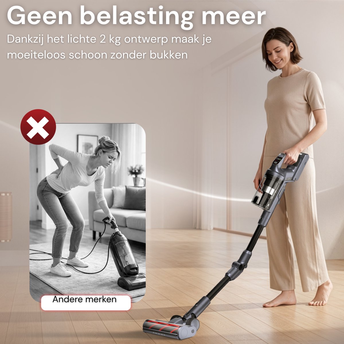 Vesora V7 Flex Steelstofzuiger - Draadloos - 31.000 Pa - HEPA - Opvouwbare Steel