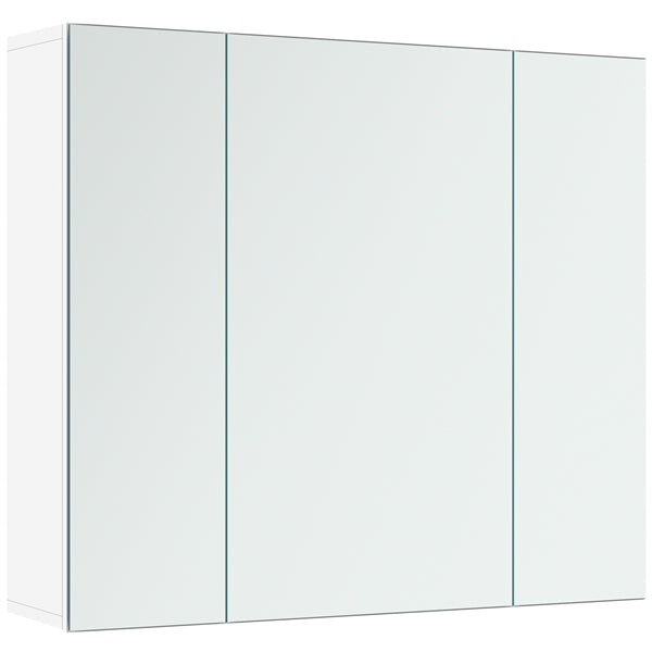 Frameless Spiegelkast - 3 Spiegeldeuren - 2 Verstelbare Legplanken - 70,5 x 15 x 60,5 cm - Wit