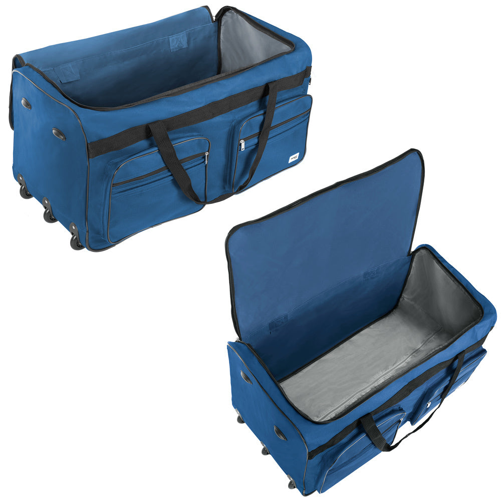Deuba XXL Reistas Blauw met trolley-functie 3 wielen 160 LITER 85x43x44cm