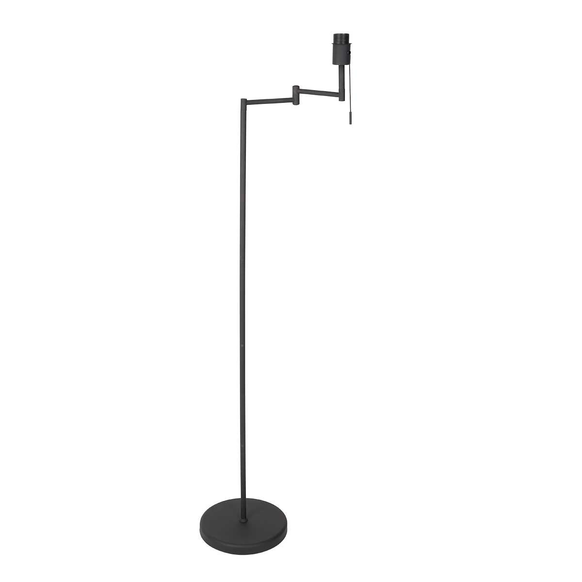 Vloerlamp Bella 3407ZW - Zwart met zwenkarm, uitklapbaar en trekschakelaar - Mexlite - Tijdloos design van kunststof, metaal en elektronica, hoogte 135 cm, reikwijdte 45 cm