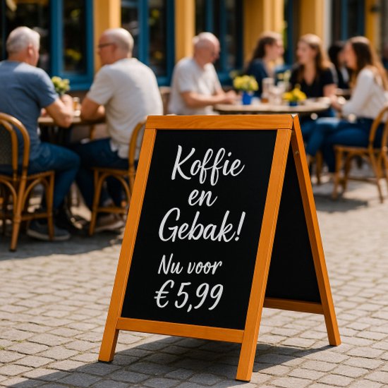BRASQ Krijtstoepbord Mahonie - 70x130 CM - Krijtbord - Reclamebord - Stoepbord - Dubbelzijdig - voor Binnen en Buiten - Horeca