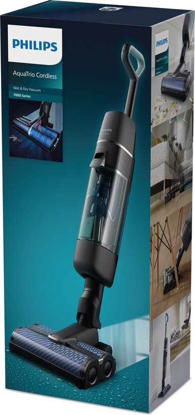 Philips - Snoerloze stofzuiger - AquaTrio Cordless 7000 Series XW7110/01 - Droog- en veegfunctie - Grijs