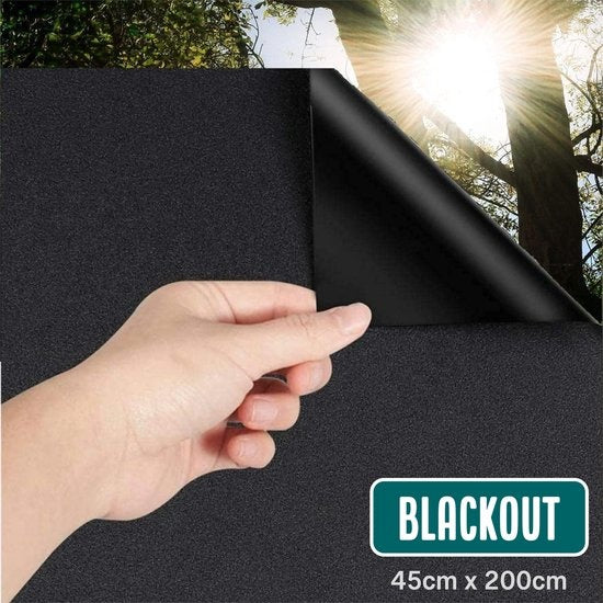 Homewell Verduisteringsdoek 45x200cm - Raamfolie Verduisterend - Blackout - Anti Inkijk, Isolerend en Zonwerend - Herbruikbaar - Statisch – Zwart