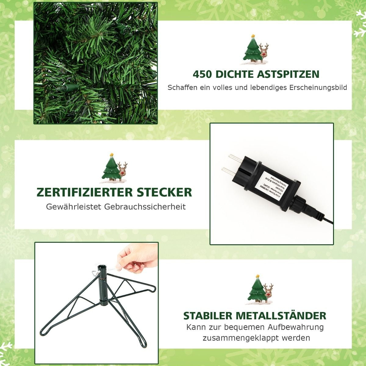 Coast Halve Kunstkerstboom met LED Groen – 60 x 210 cm – 450 Takpunten en 150 Warmwitte Lampjes