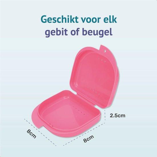 Gebitsbakje - 2 Stuks - Beugelbakje - Roze - Voor - Beugel - Kunstgebit - Prothese - Beugelbakje - Beugeldoosje - Bakje - Gebittenbakje
