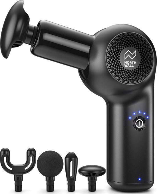 Northwall Massage Gun Mini - Massage Pistool Inclusief Koffer en 4 Opzetstukken - Krachtig en Draadloos Sport en Relax Massage Apparaat