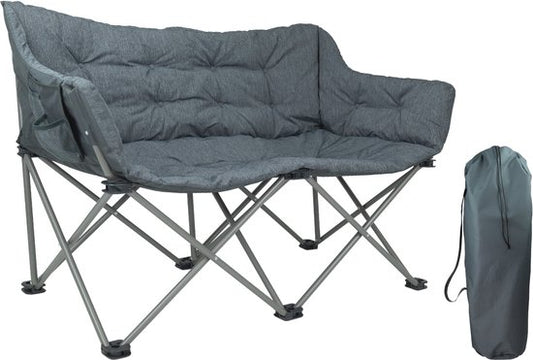 TRVLMORE Campingstoel - 2 Personen - Opvouwbaar - Incl. Draagtas - Kampeerstoel - 240 kg draagvermogen - Grijs