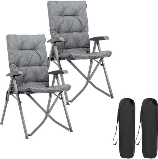 TRVLMORE Campingstoelen Luxe - Opvouwbaar - 2-Pack - 150KG Draagvermogen - Incl. Draagtas - Klapstoel - Kampeerstoel - Vouwstoel - Grijs