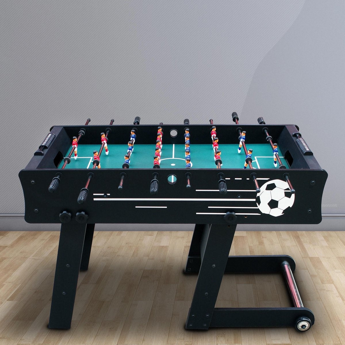 Cougar Scorpion Kick Voetbaltafel Opklapbaar in Zwart - Tafelvoetbal tafel incl. 2 ballen en scoreteller - Indoor voetbal tafel van 126x61x80cm