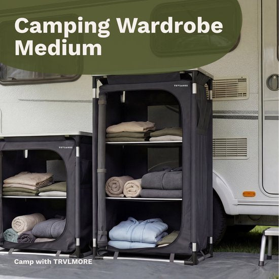 TRVLMORE Campingkast XL - Campingkeuken - 90KG Draagvermogen - Aluminium Frame - Inklapbaar - Incl. Draagtas - 50x60x97CM - Grijs