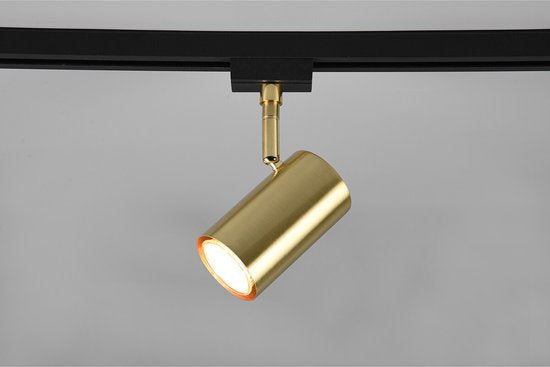 LED Railverlichting - Track Spot - DUOLINE - 2 Fase - GU10 Fitting - Rond - Mat Goud - Aluminium