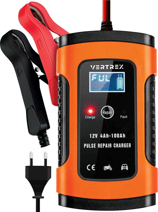 VERTREX Acculader - Druppellader - Geschikt voor Motor Auto Scooter - 12V 6A