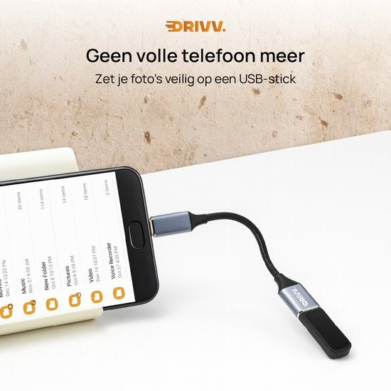 Drivv. USB C naar USB A OTG Adapter - USB C naar USB converter - USB C Adapter - Laptop - Telefoon - Grijs