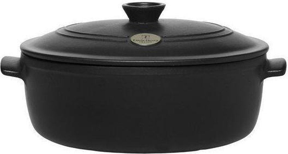 Emile Henry Flame Kookpan - Ovaal - 33,5 x 26,5 cm - Zwart