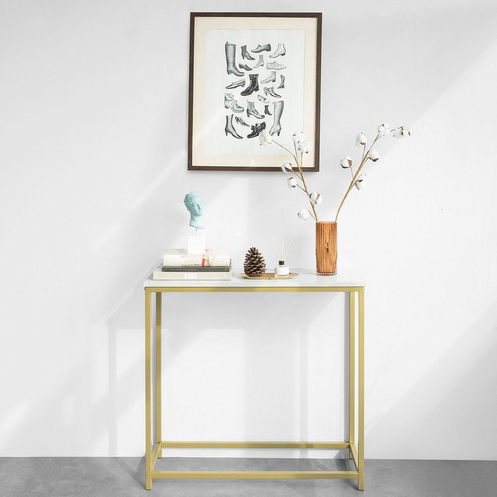 SoBuy Consoletafel - Wit Tafelblad - Gouden Frame - 80x75x30 cm  - FSB29-G