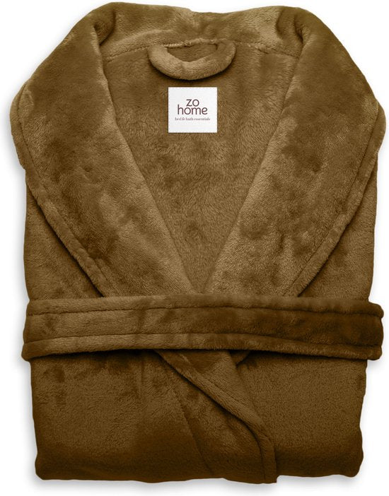 Zohome Badjas Cara - Kamerjas voor Dames en Heren - L - Ochtendjas - Geschikt voor de Sauna - Bruin