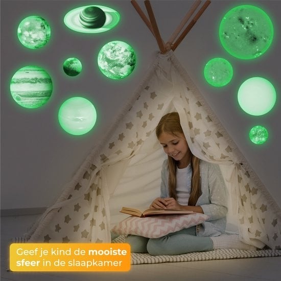 Nuvance - Glow in the Dark Sterren- Planeten - 10 stuks - Muurstickers Babykamer