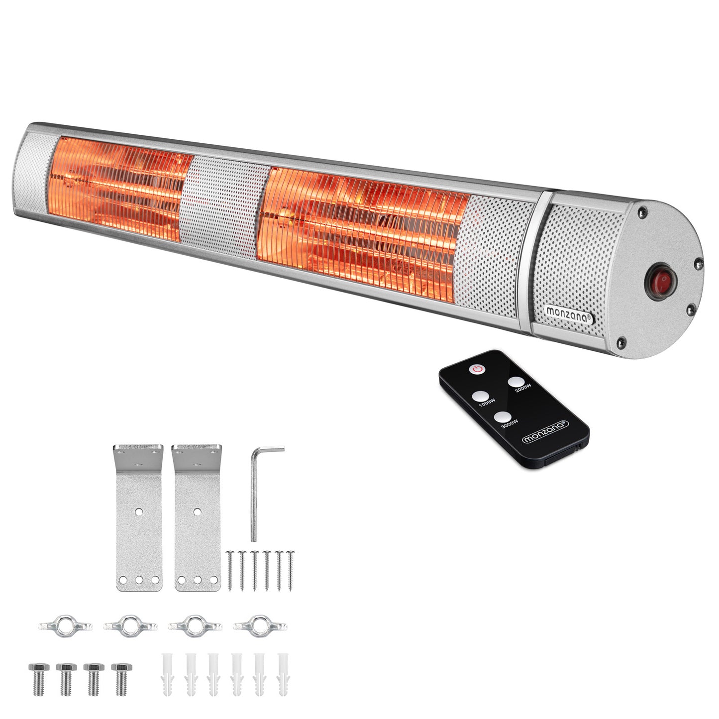 Monzana Infraroodstraler 3000W - Incl. Afstandsbediening - Zilver