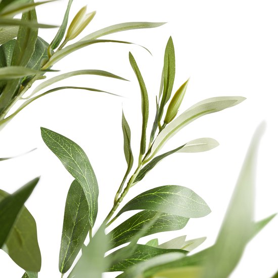 tectake® Kunstmatige Olijfboom Oleand – Mediterrane Kunstplant met Realistische Bladeren en Olijven – Onderhoudsvriendelijk en Veelzijdig – Inclusief Stevige Bloempot – Hoogte: 120 cm
