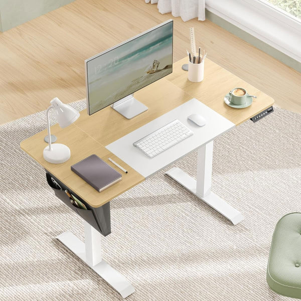 Songmics Elektrisch Verstelbaar Bureau - 120 x 60 cm - Beige/Wit
