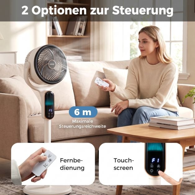 Coast Verstelbare Statiefventilator – 8 Snelheden – 54-96 cm – Grijs
