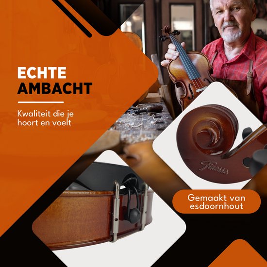 Finesse Viool Starterset - met Koffer & Accessoires - 4/4 - Viool Muziekinstrument - Paris