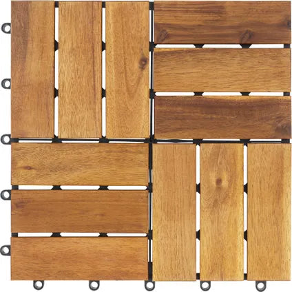 tectake Tabula Tuintegels – 40-delige Set – Acaciahout – Kliksysteem – 31 x 31 cm