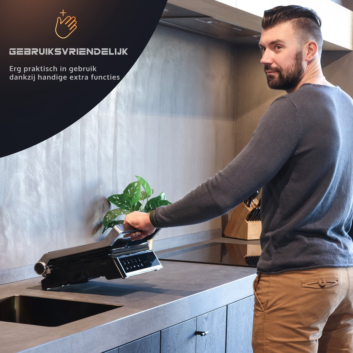 JAP Appliances Integrill – Contactgrill 2000W – Uitklapbaar – Uitneembare Platen