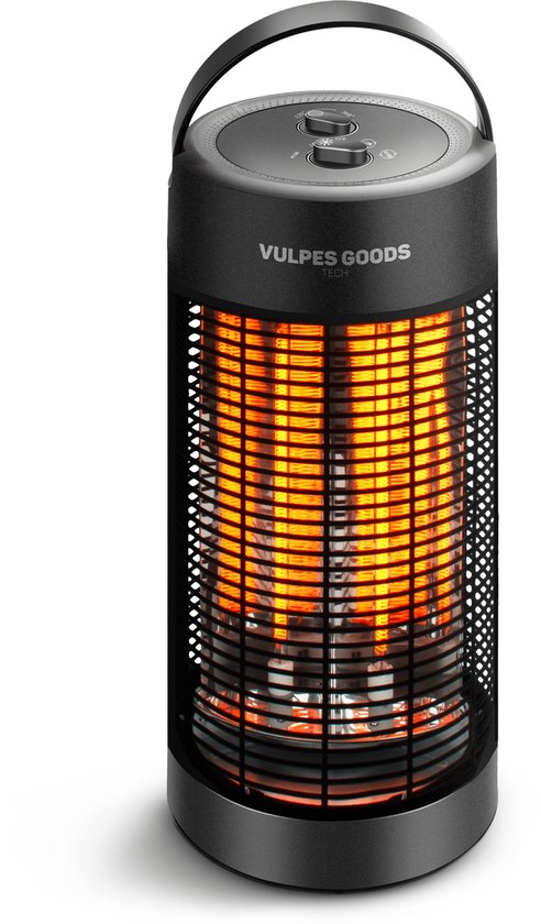 Vulpes Goods® Tech - Infrarood Verwarming - Elektrische Kachel - 1200W - 120°/360° Rotatie - 2 Warmtestanden - Compact & Draagbaar - IPX4 Waterbestendig - Zwart