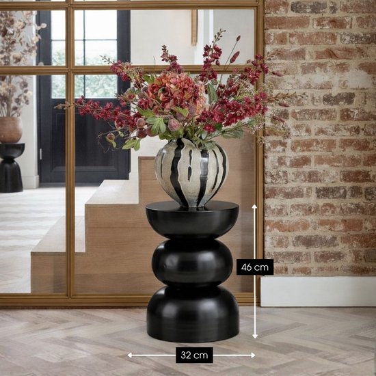 Mica Decorations Luna Bijzettafel - Bijzettafel Rond H46 x Ø32 cm - IJzeren Tafeltje voor Slaapkamer of Woonkamer - Nachtkastje of Plantentafeltje - Zwart