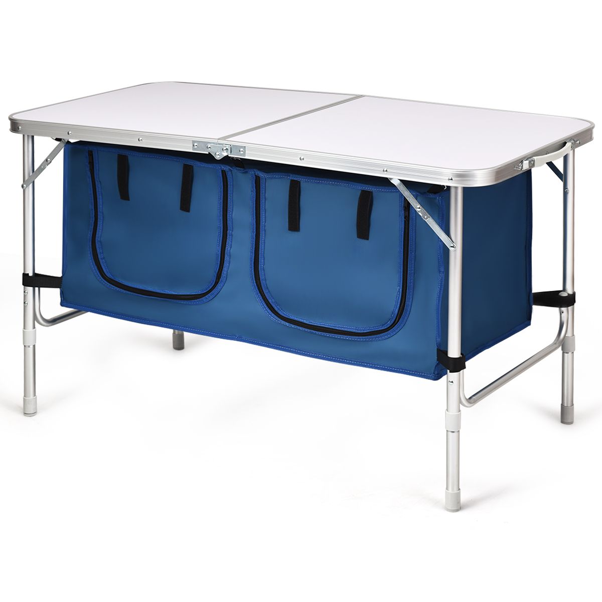 Coast Campingtafel met opbergruimte - verstelbare hoogte - opvouwbaar - donkerblauw 120 x 60 cm